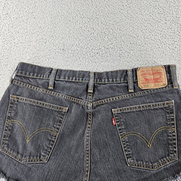 Levis Shorts Womens 38 Black 514 Slim Straight‎ Denim Cutoff Distress Frayed Hem - Picture 13 of 15